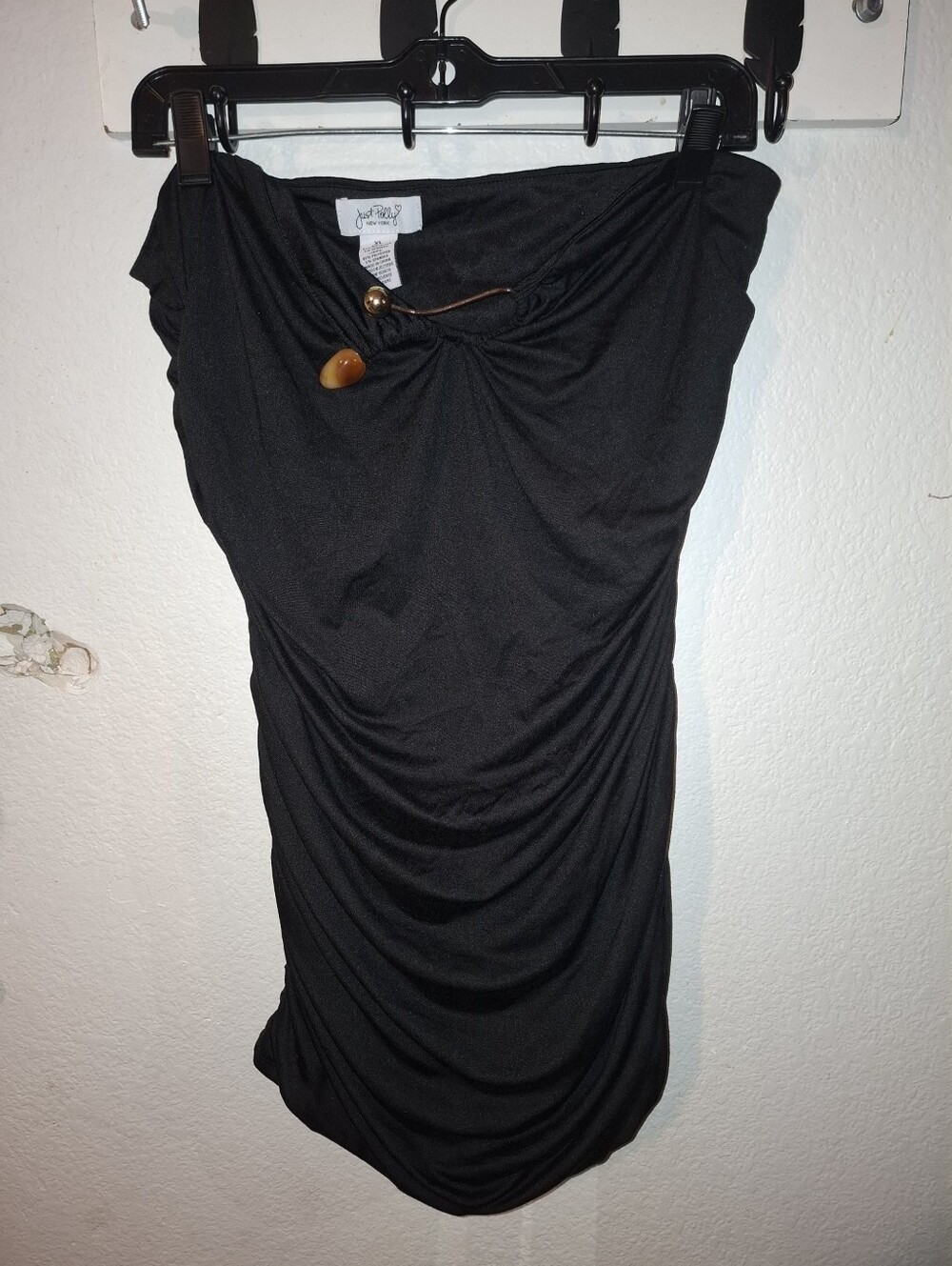Just...Taylor Black Ruched Tube Skirt with Accent Bead